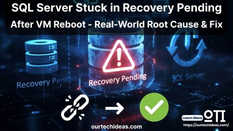 SQL Server Database Stuck in Recovery Pending After VM Reboot – A Real-World Root Cause and Fix